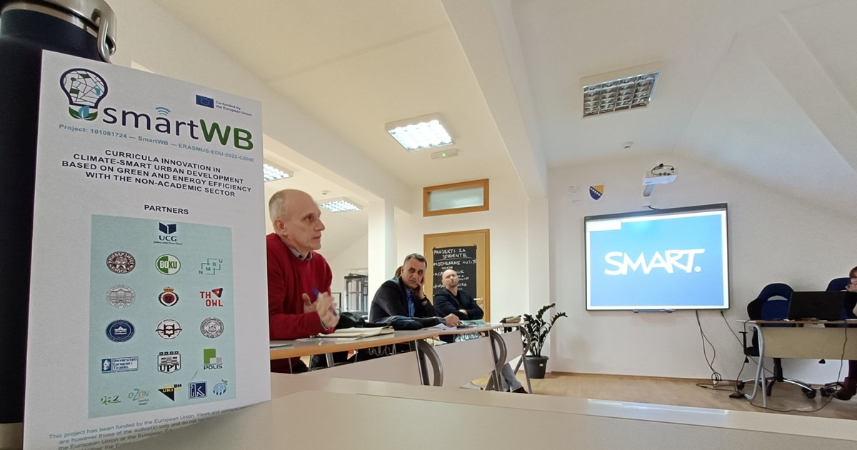The Faculty of Civil Engineering at the Dzemal Bijedic University of Mostar organized a promotional event for the SmartWB project: Climate-Smart Urban Environment, Low-Carbon Technologies, and Blue-Green Infrastructure.